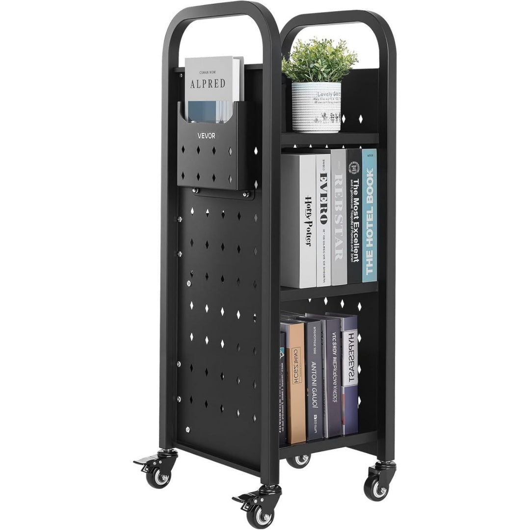 con ruote carrelli per libri nero