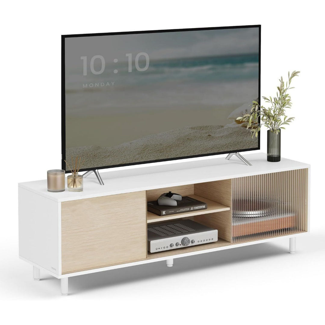 stand tv e centri multimediali bianco regolabile